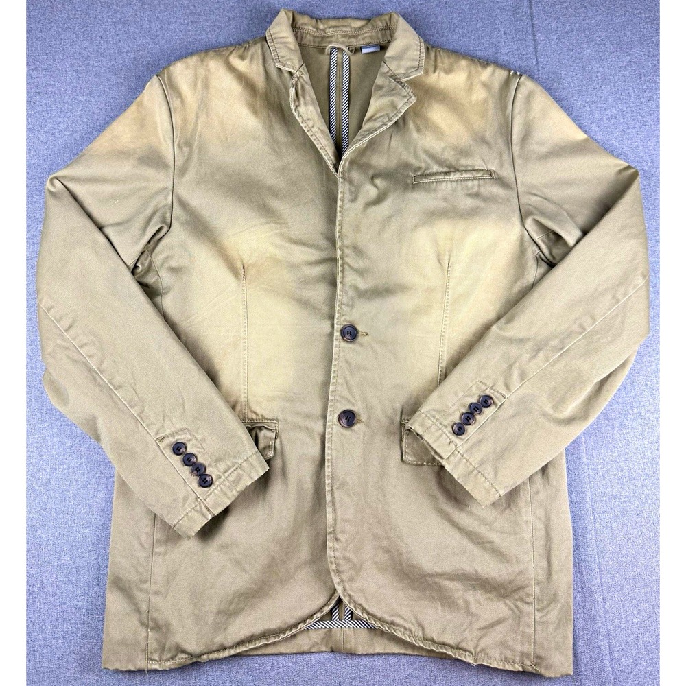 Projek Raw Mens XL Blazer Khaki Tan 100% Cotton Casual Sport Coat Jacket